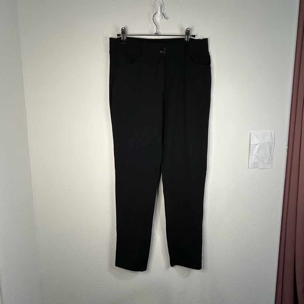 Women’s Large Gray Ankle Pants Stretch Pull On Work Casual Slim Fit Minimalist